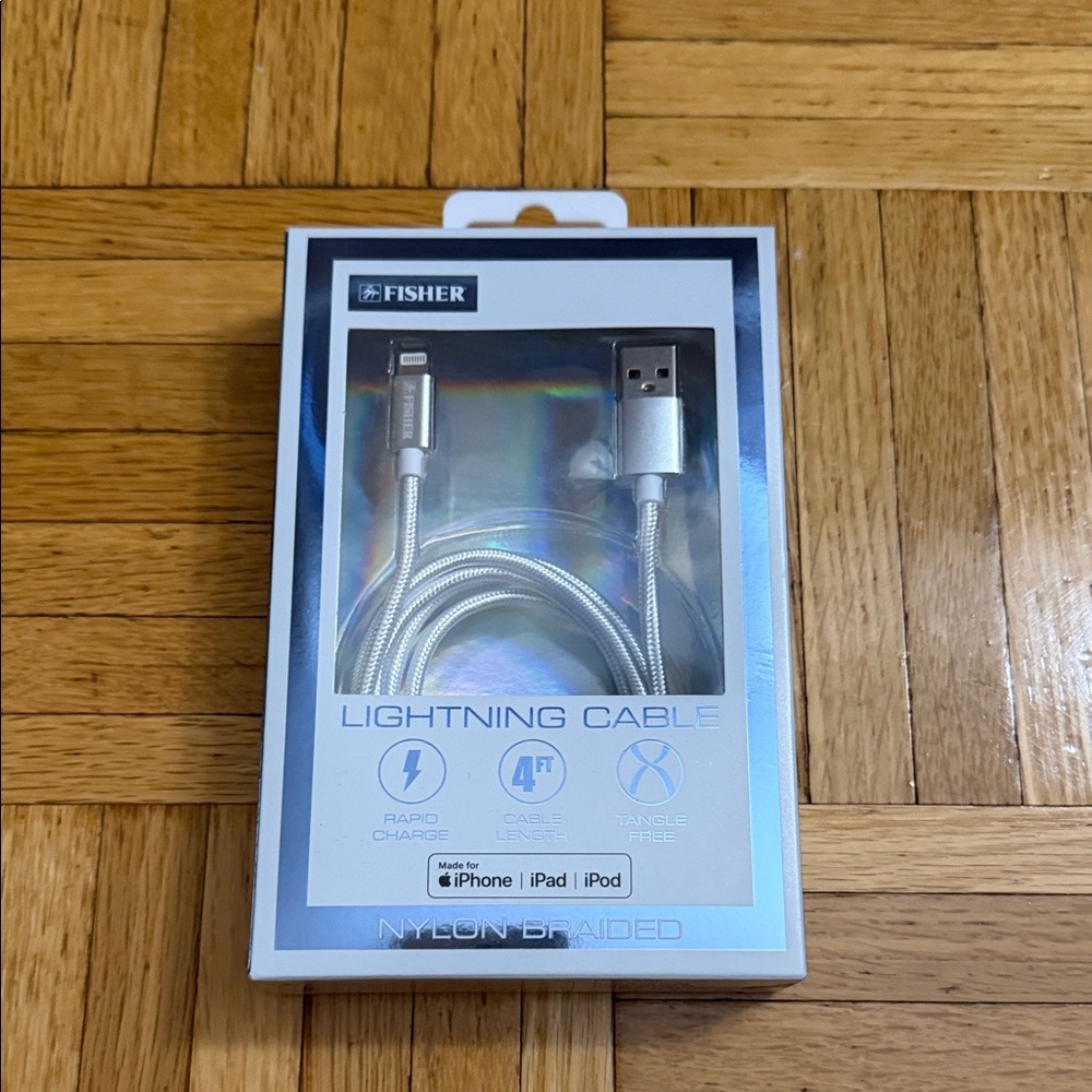 Silver Nylon-Braided Lightning Charging Cable - 4ft